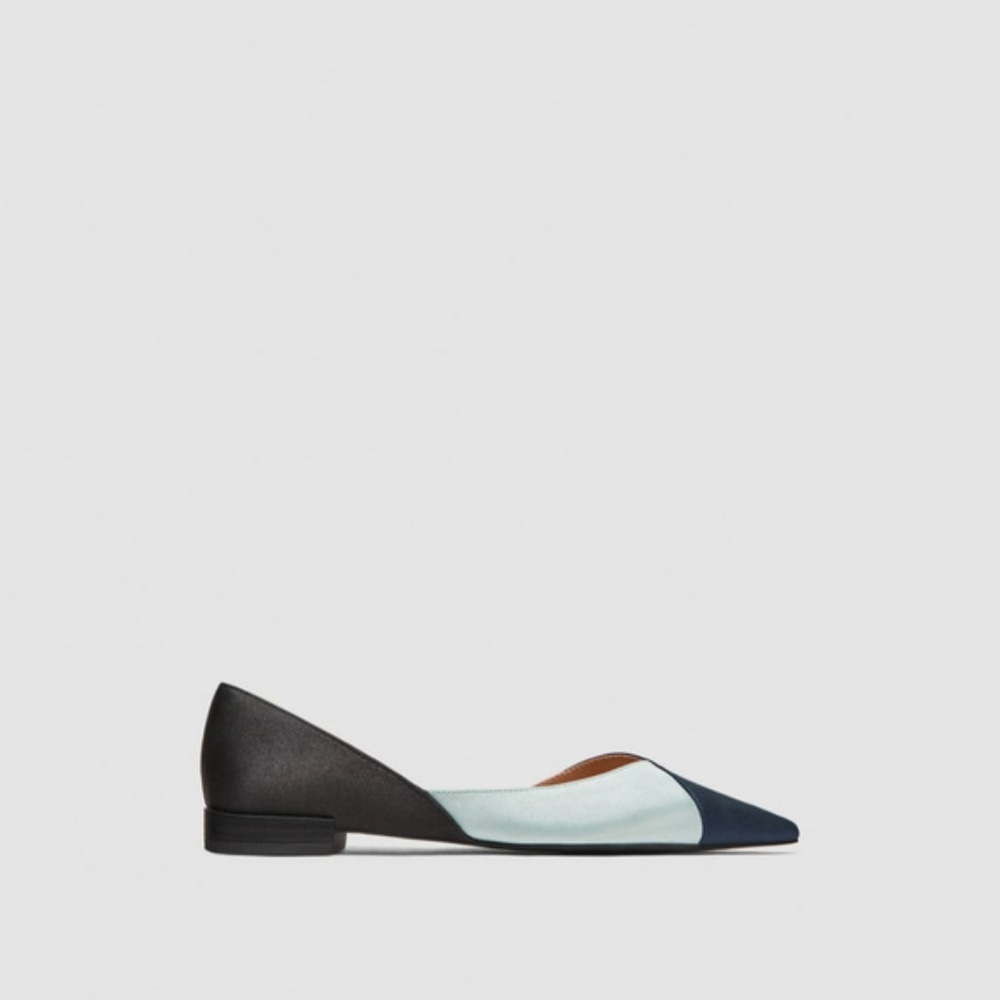 ️Zara size 6 Blue Tri-Color Ballerina Flats - Picture 6 of 7